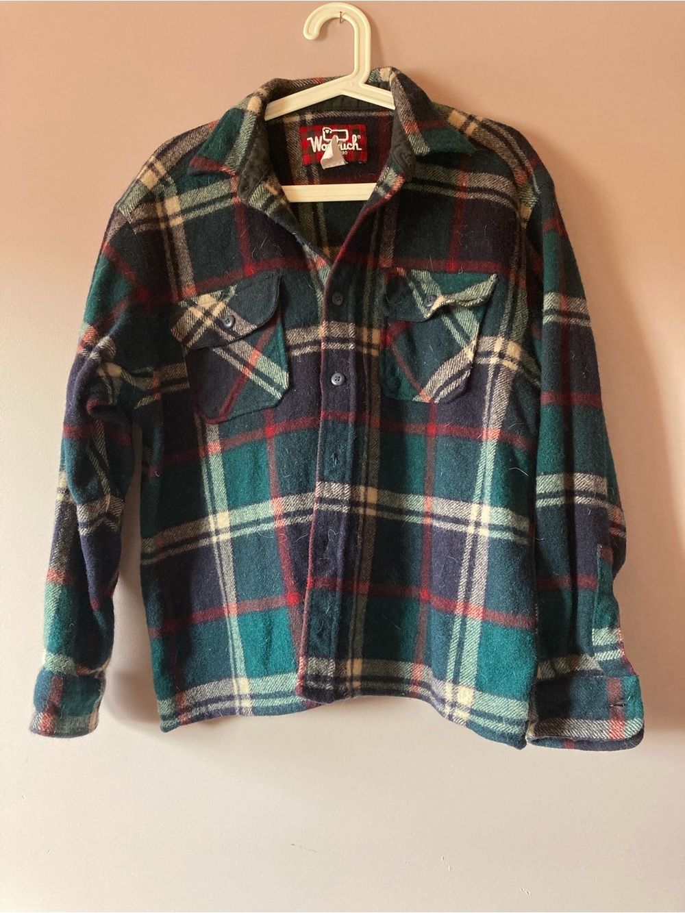 Woolrich Kid's Green & Navy Plaid Button-Up Jacket